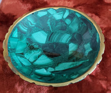 Load image into Gallery viewer, Malachite Bowl with Gold Rim
