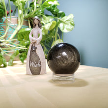 Load image into Gallery viewer, Golden and Silver Sheen Obsidian Sphere