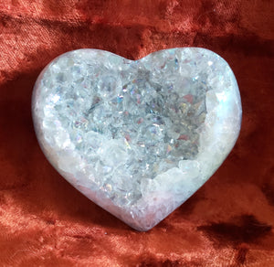 Titanium-Plated Agate Druzy Heart