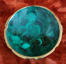 Load image into Gallery viewer, Malachite Bowl with Gold Rim
