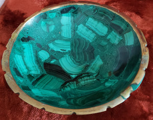 Malachite Bowl with Gold Rim