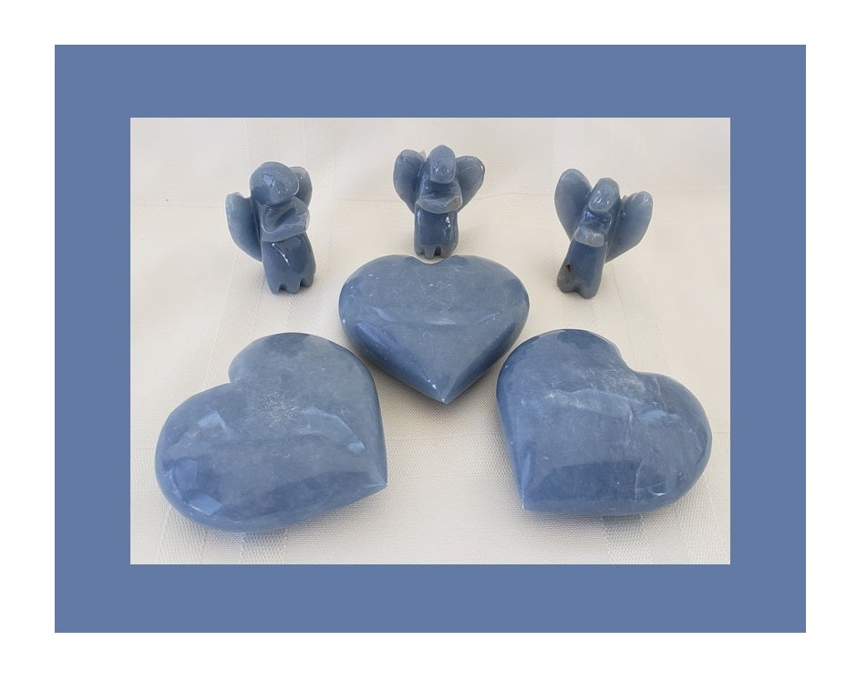 Angelite Hearts and Mini Angels