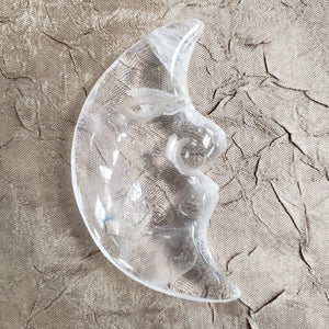 Clear Quartz Crescent Moon Face