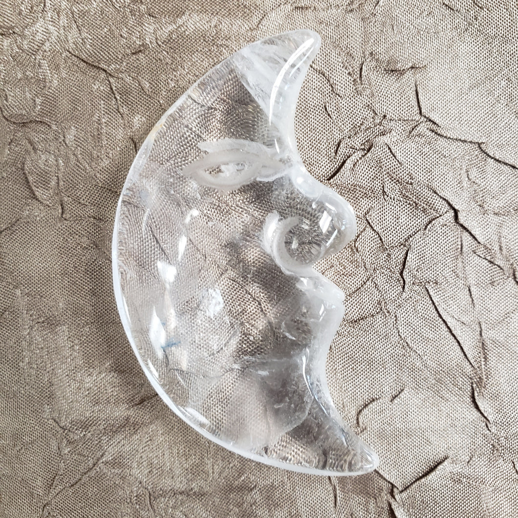 Clear Quartz Crescent Moon Face