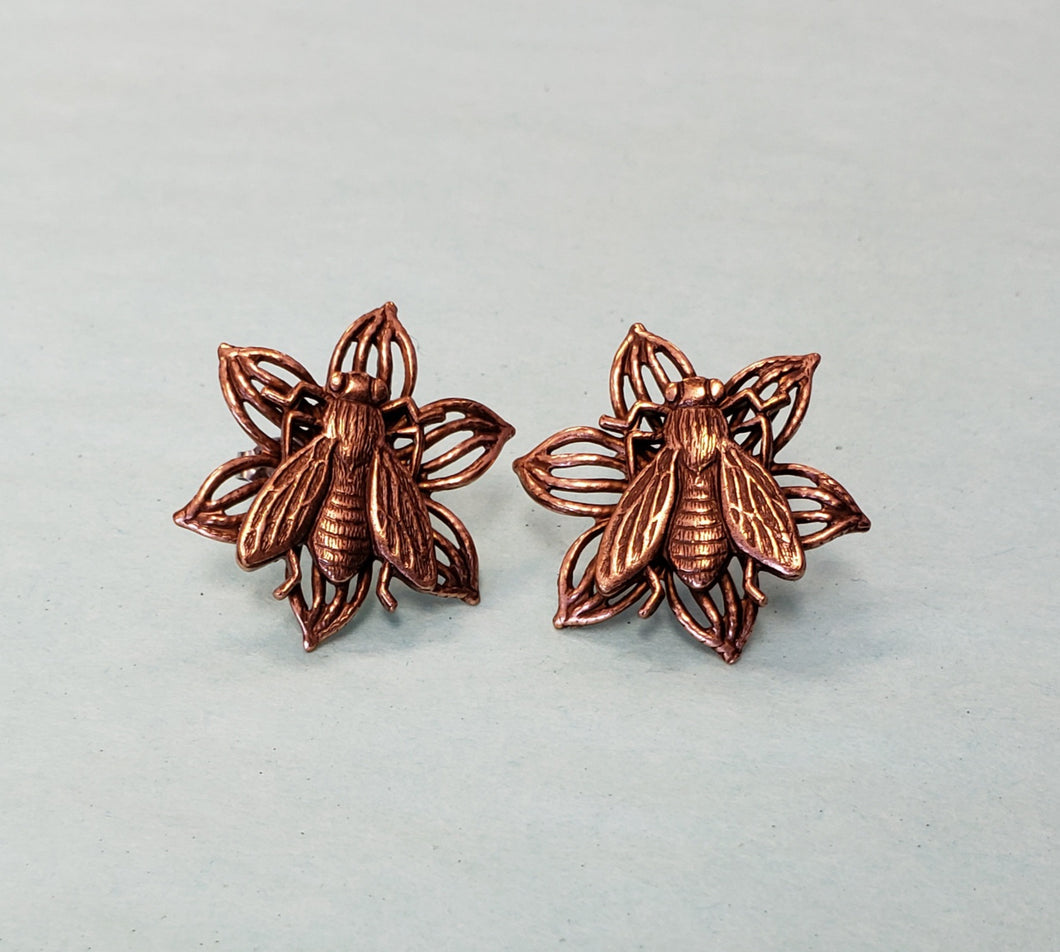 Copper Bee Earrings