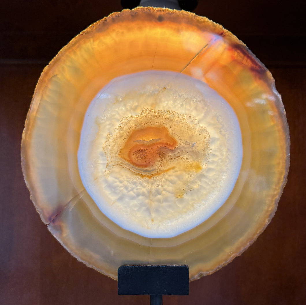 Agate Slice with Metal Stand