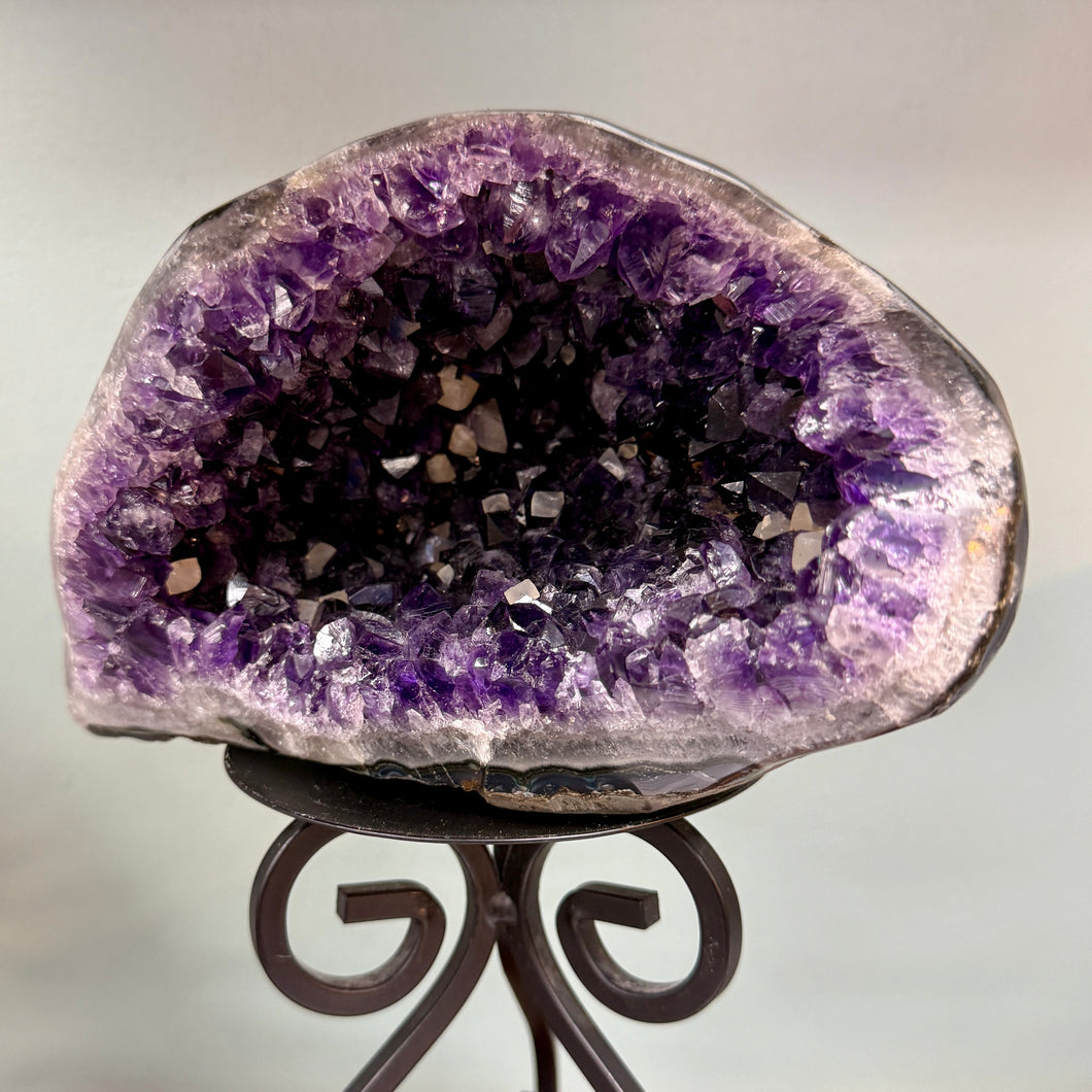 Amethyst Druzy Geode w/ Calcite Growths