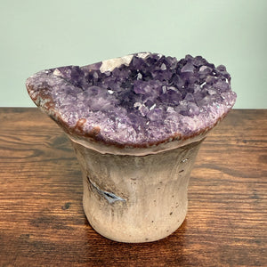 Amethyst Geode on Stone Stand