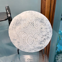 Load image into Gallery viewer, Selenite Engraved Round Charging Plate
