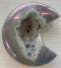 Load image into Gallery viewer, Aura Agate Druzy Crescent Moon
