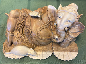 Hand-Carved Wooden Ganesha Statue