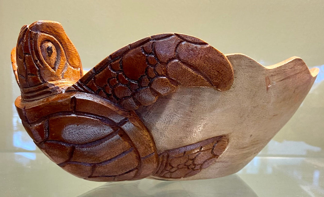 Hand-Carved Wooden Sea Turtle Bowl XL