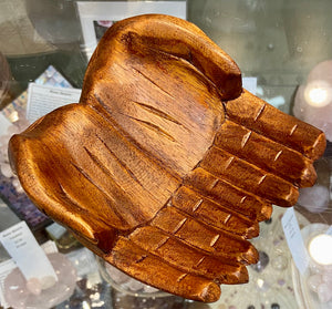 Hand-Carved Wooden Hands "Bowl" Medium